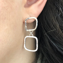 Load image into Gallery viewer, Hammered Squares Drop Earrings
