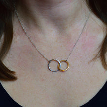 Load image into Gallery viewer, Silver &amp; Gold Hammered Circles Necklace
