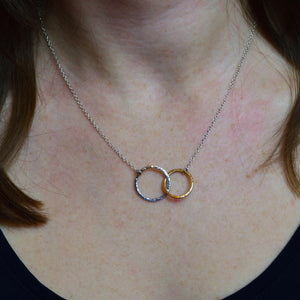 Silver & Gold Hammered Circles Necklace