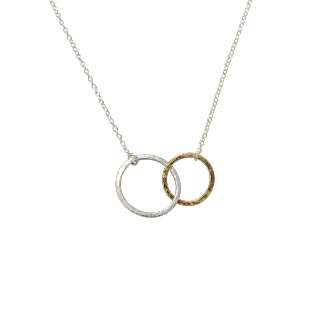 Silver & Gold Hammered Circles Necklace