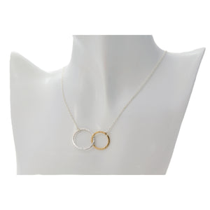 Silver & Gold Hammered Circles Necklace