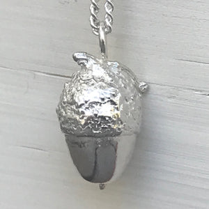 Solid Silver Acorn Pendant